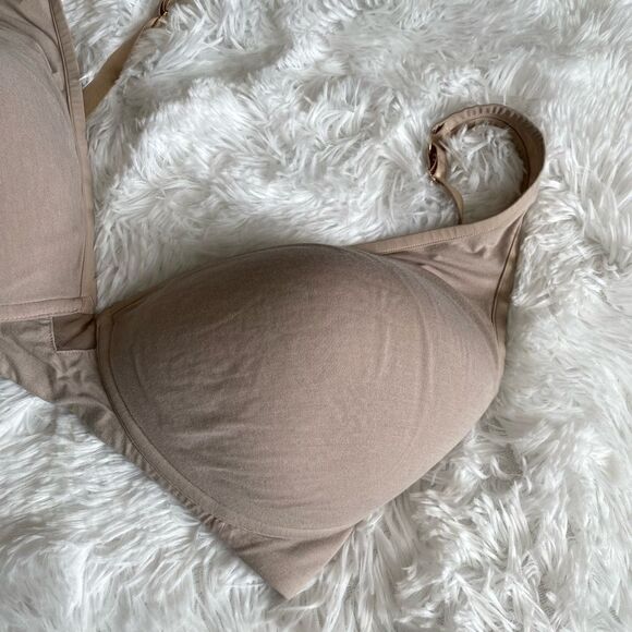 ThirdLove 24/7 Cotton Plunge Bra Tan Missing Underwire Womens Size 36F - Picture 5 of 10